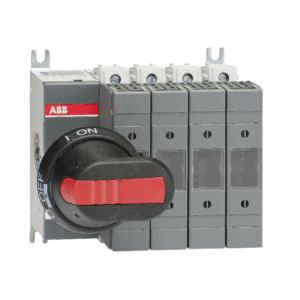 1SCA115686R1001 ABB - OS125GD04FP Switch-disconnector fuse, 125A, 4-pole, DIN,000/00, front operated, switched fusible fourth pole, handle and shaft included