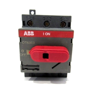 OT63E3 ABB DISCONNECT SWITCH, I/O, 80 AMP, 3 POLE, 600 VAC, DIN RAIL MOUNT, SCREW MOUNT