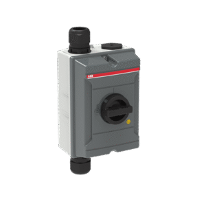 1SCA152734R1001 ABB - OTA63S3BX ATEX EMC Safety switch, 3-p. 415V AC23 63A, 22kW. Mounted auxiliary contact: 1NO0NC. Aluminium enclosure. IP65. Black Round handle. Interlocked cover. ATEX enclosed safety switches are designed for a potentially explosive atmosphere and are made according to ATEX directive 2014/34/EU. The ATEX class is Ex tc III T70⁰C Dc, used in zone 22. Typical applications for ATEX switches are refineries, mills, conveyor belt in hazardous areas, and dusty environments. The products are delivered with ATEX cable glands. The switches can be used in EMC environment, when used together with EMC cable glands