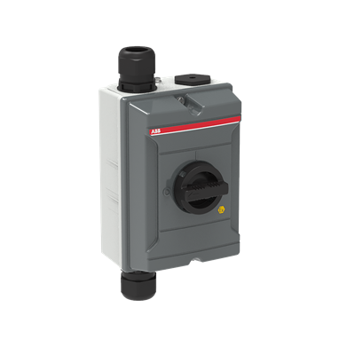1SCA152734R1001 ABB - OTA63S3BX ATEX EMC Safety switch, 3-p. 415V AC23 63A, 22kW. Mounted auxiliary contact: 1NO0NC. Aluminium enclosure. IP65. Black Round handle. Interlocked cover. ATEX enclosed safety switches are designed for a potentially explosive atmosphere and are made according to ATEX directive 2014/34/EU. The ATEX class is Ex tc III T70⁰C Dc, used in zone 22. Typical applications for ATEX switches are refineries, mills, conveyor belt in hazardous areas, and dusty environments. The products are delivered with ATEX cable glands. The switches can be used in EMC environment, when used together with EMC cable glands