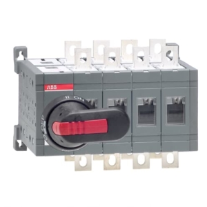 1SCA022771R7280 ABB - OT200E04CP 200A, 4 pole manual change-over switch including a black plastic IP65 I-0-II pistol type handle (see the table below), shaft and bolt set for the cable connection. Handle padlockable in the 0-position, door interlock in the I- and II- positions and when padlocked.