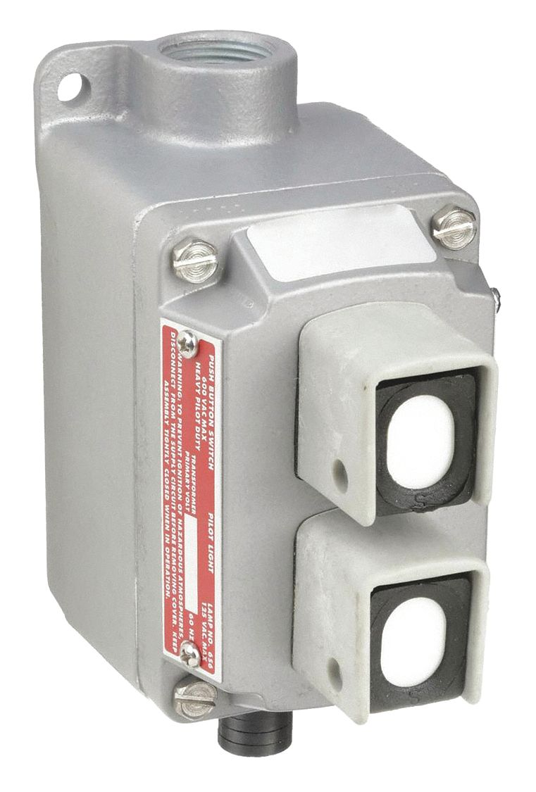 EFDB175-U2 Emerson PUSHBUTTON ASSEMBLY,MOMENTARY CONTACT,3/4 INCH HUB SIZE,2 CIRCUITS UNIVERSAL,START/STOP,DEAD-END,SINGLE-GANG,EXPLOSION PROOF/DUST-IGNITION PROOF,10 AMP,600 VAC MAX/HEAVY DUTY USE,INTERNAL GROUND SCREW