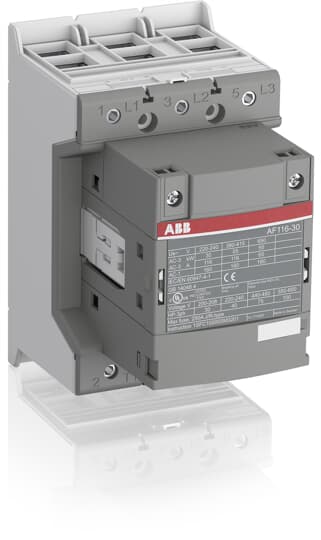1SFL427001R1300 ABB - AF116-30-00-13 AF116-30-00-13 Contactor. The AF116-30-00-13 is a 3 pole - 690 V IEC or 600 V UL contactor with double clamp, controlling motors up to 55 kW / 400 V AC (AC-3) or 75 hp / 480 V UL and switching power circuits up to 160 A (AC-1) or 160 A UL general use.