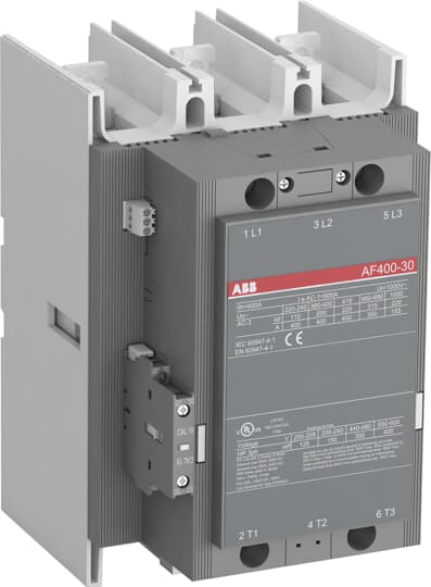 1SFL577001R6811 ABB - AF400-30-11-68 AF400-30-11 24-60V DC Contactor. The AF400-30-11-68 is a 3 pole - 1000 V IEC or 600 V UL contactor with pre-mounted auxiliary contacts and Main Circuit Bars, controlling motors up to 200 kW / 400 V AC (AC-3) or 350 hp / 480 V UL and switching power circuits up to 600 A (AC-1) or 550 A UL general use.