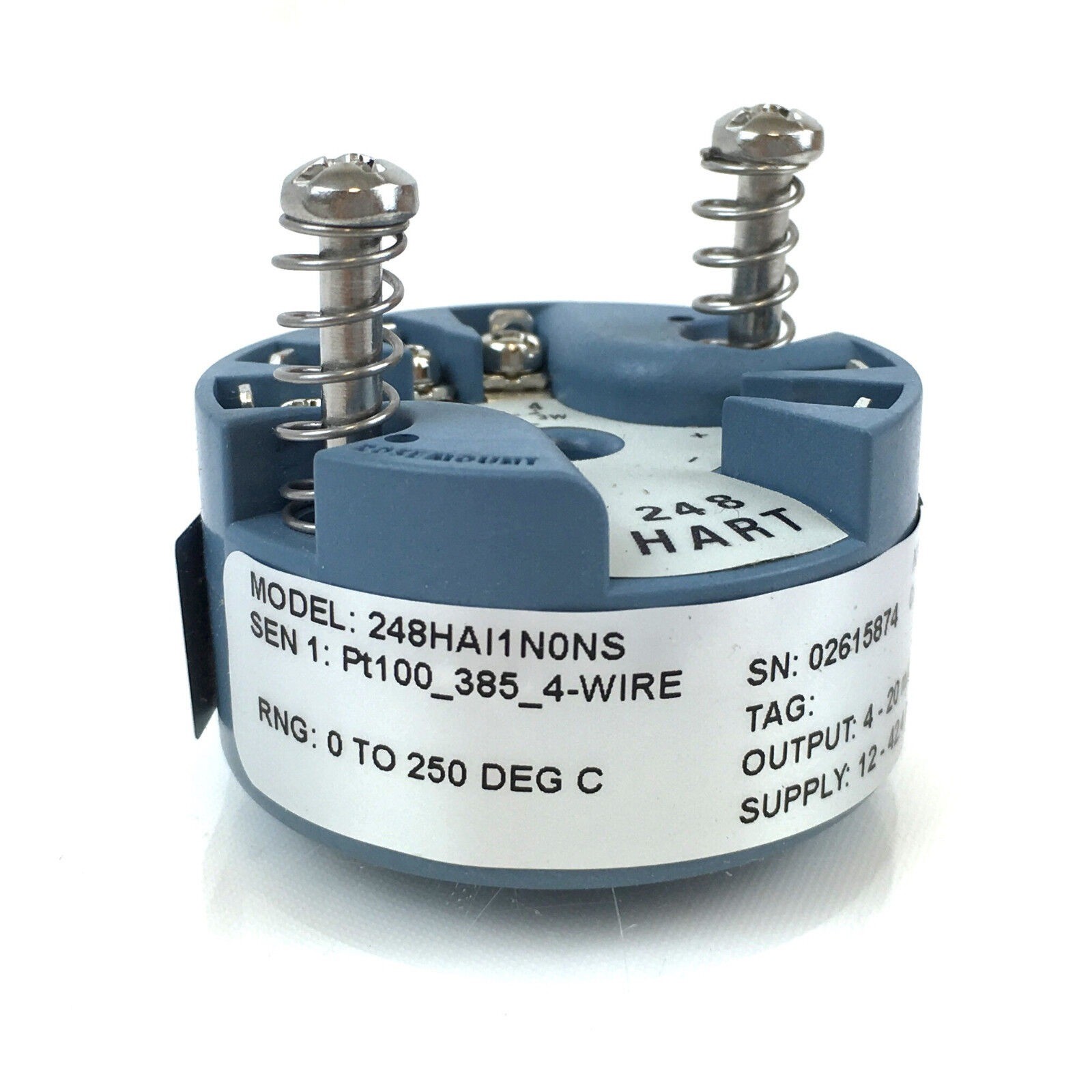 248HAI1NONS Emerson TEMPERATURE TRANSMITTER, 12-42.4 VDC, 4-20 MA, SENSOR: PT100_385 4 WIRE, RANGE: 0-100 DEGREE C, A000215