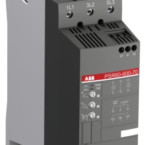 1SFA896112R7000 ABB - PSR60-600-70 PSR60-600-70 Softstarter - 60 A - 208 ... 600 V AC. The softstarter PSR60-600-70 has a rated maximum operational current of 60 A with an operating voltage span from 208...600 V AC. The rated control voltage is between 100...240 V AC at 50/60 Hz.