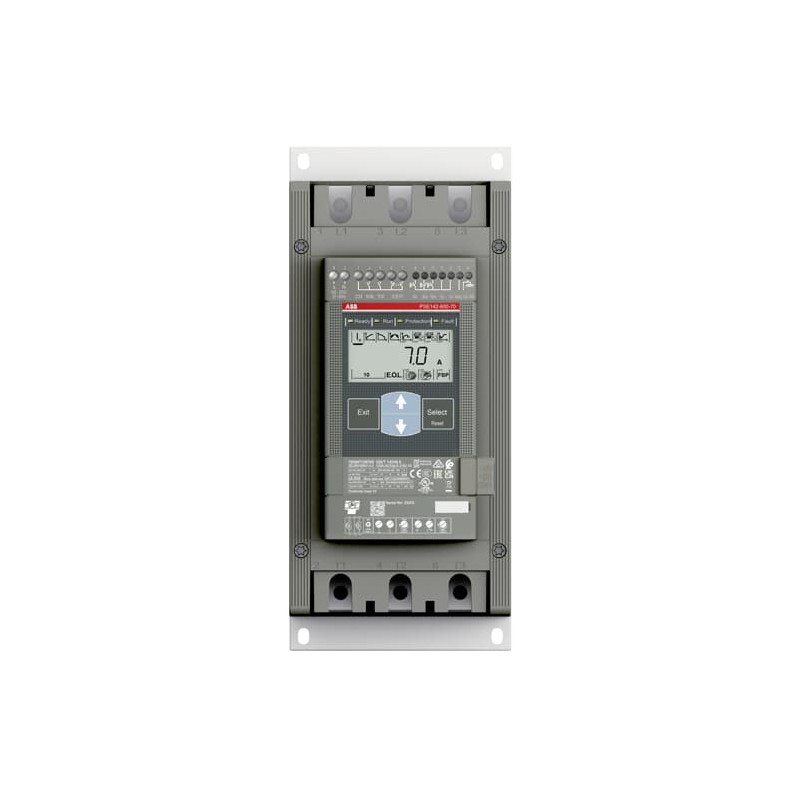 PSE142-600-70 ABB Softstarter PSE142-600-70 for max 600V main voltage and 100 - 250V 50/60Hz control supply voltage.
