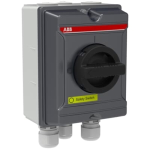1SCA142679R1001 ABB - OTA63S3G EMC safety switch, 3-p. 415V AC23 63A, 30kW. Mounted auxiliary contact: 1NO0NC. Aluminium enclosure. IP65. Black Round handle. Interlocked cover