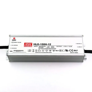 HLG-150H-12 Mean Well LED POWER SUPPLY, HLG-150H SERIES, OPERATION MODE: CONSTANT CURRENT (CC), 150 W, 12 VDC, 12.5 AMP, 90-305 VAC, IP65 RATED, WITHOUT DIMMING, CHASSIS MOUNT