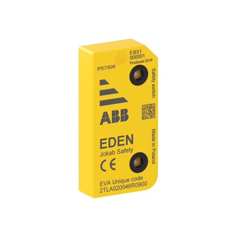 Eva Unique code ABB - 2TLA020046R0900 Eva actuator with unique code for use with Adam DYN/OSSD sensors in the Eden sensor system, IP69K, yellow, 4pcs of DA 2B spacer rings are included