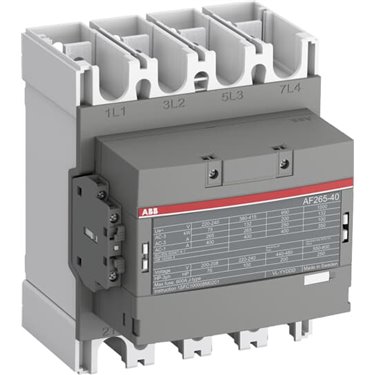 1SFL547102R1311 ABB - AF265-40-11-13 The AF265-40-11-13 is a 4 pole - 1000 V IEC or 600 V UL contactor with pre-mounted auxiliary contacts and Main Circuit Bars, controlling motors up to 132 kW / 400 V AC (AC-3) / and switching power circuits up to 400 A (AC-1) or 300 A UL general use. Thanks to the AF technology, the contactor has a wide control voltage range (100-250 V 50/60 Hz and DC), managing large control voltage variations, reducing panel energy consumptions and ensuring distinct operations in unstable networks. Furthermore, surge protection is built-in, offering a compact solution. AF contactors have a block type design, can be easily extended with add-on auxiliary contact blocks and an additional wide range of accessories.