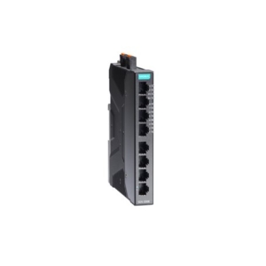 SDS-3008-T Moxa Compact industrial smart Ethernet switch with 8 10/100BaseT(X) ports, dual 12/24/48 VDC power inputs, -40 to 75°C operating temperature