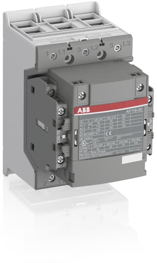 1SFL427001R1322 ABB - AF116-30-22-13 3 pole - 690 V IEC or 600 V UL contactor with pre-mounted auxiliary contacts and double clamp, controlling motors up to 55 kW / 400 V AC (AC-3) or 75 hp / 480 V UL and switching power circuits up to 160 A (AC-1) or 160 A UL general use.