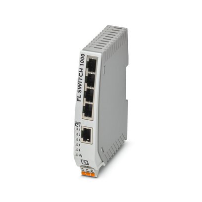 1085039 Phoenix Contact - FL SWITCH 1005N Narrow Ethernet switch, five RJ45 ports with 10/100 Mbps on all ports, automatic data transmission speed detection, autocrossing function, and QoS
