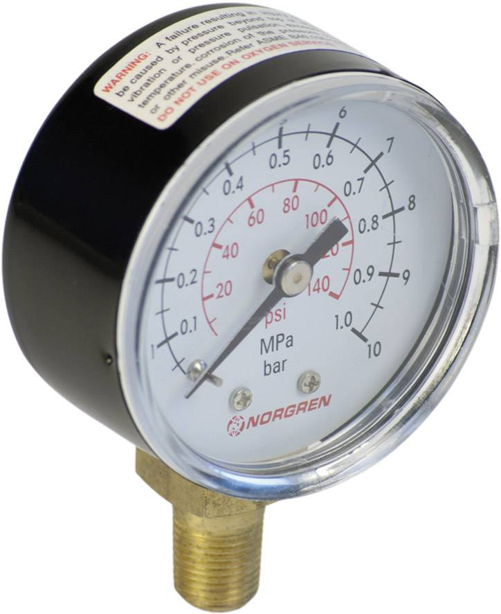 18-013-012 Norgren Pneumatic Pressure Gauge 0-6 Bar Ø50Mm R1/8 Rear Door