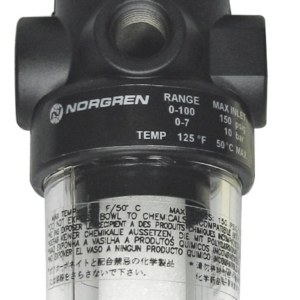 B07-201-M1KA Norgren B07 Series, filter/regulator, relieving, without gauge, plastic bowl, manual drain, 5 to 100 PSI outlet range, 1/4" NPT ports