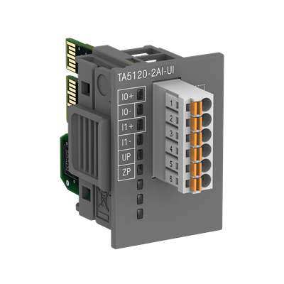 1SAP187100R0001 ABB - TA5120-2AI-UI Analog input option board. 2 AI: U, I. 12 Bit. Spring terminals included (TA5120-2AI-UI)