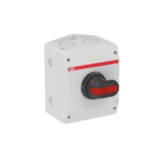 1SCA103994R1001 ABB - EOT45U3P4-1P Enclosed Switch Disconnector, 3-p. Max. Horse power rating at three phase 480V 30HP. General purpose current rating 60A. Plastic enclosure, NEMA Type 4/4X Watertight, Pistol handle. Interlocked cover. Defeatable interlocking.