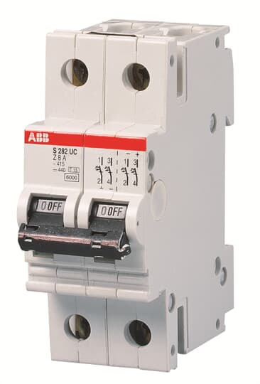 S282UC-Z1 ABB CIRCUIT BREAKER, MINIATURE, S280 SERIES, 1 AMP, 2 POLE, 480 VAC/ 500 VDC, 10 KA, TYPE: Z, SCREW TERMINAL