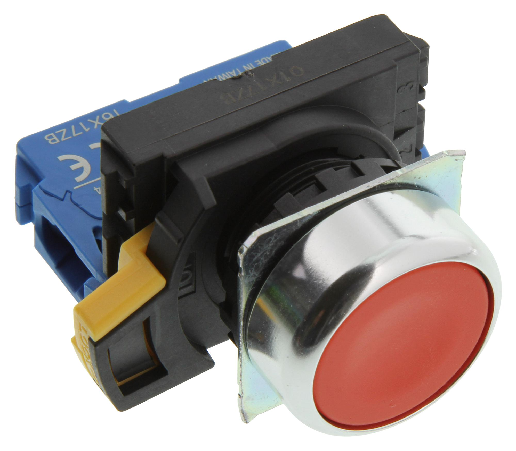 A22NN-RNM-NRA-G100-NN Omron Push Button Switches Assm, Flt, Mtl Bzl, Red, 1NO