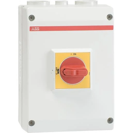 1SCA022613R1200 ABB - OTP63A3M Safety switch, 3-p. 415V AC23 63A, 30kW. Mounted auxiliary contact: 1NO0NC. Plastic enclosure. IP65