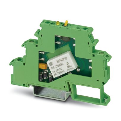 2964131 Phoenix Contact - Relay Module - DEK-REL- 24/1/S Relay terminal block, with soldered-in miniature relays, contact (AgNi+Au): small to medium loads, 1 N/O contact, input voltage 24 V AC/DC, with integrated "manual", "0", "automatic" switch, for assembly on NS 35/7.5, terminal width 6.2 mm