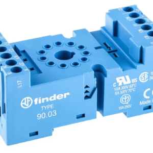 90.03SMA Finder 90 Series - DIN rail socket with timer/jumper link option. Blue. For use with 6013