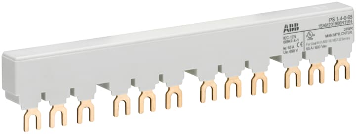 1SAM201906R1104 ABB - PS1-4-0-65 PS1-4-0-65 Busbar, MS116/132, 65AMP, 4-MMP, 0-AUX