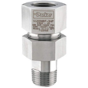 SGB8M8F Parker Swivel Gauge Adapter: 1/2 in FNPT x 1/2 in FNPT, Stainless Steel, -65° to 500°F, SGB8M8F