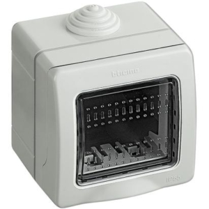 25502 BTicino IP55 housing consisting of base and protective door for 2 Mtix modules