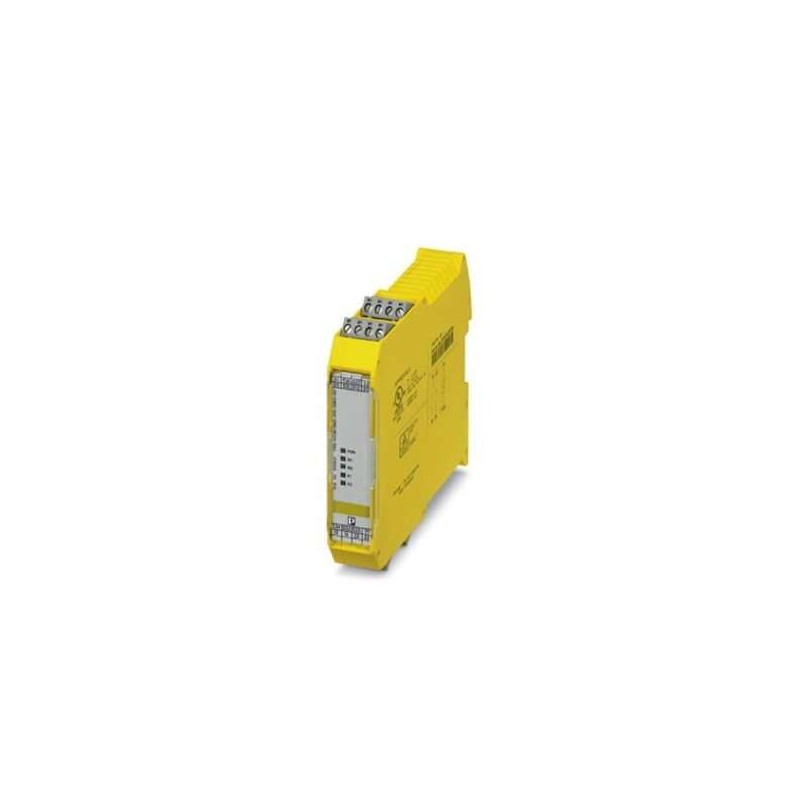 1009831 Phoenix Contact - Safety relays - PSR-MC38-2NO-1DO-24DC-SC Safety relay for emergency stop, safety doors and light grids up to SILCL 3, Cat. 4, PL e, 1- or 2-channel operation, automatic or manual, monitored start, 2 enabling current paths, 1 signal output, TBUS interface, US = 24 V DC, pluggable screw terminal block