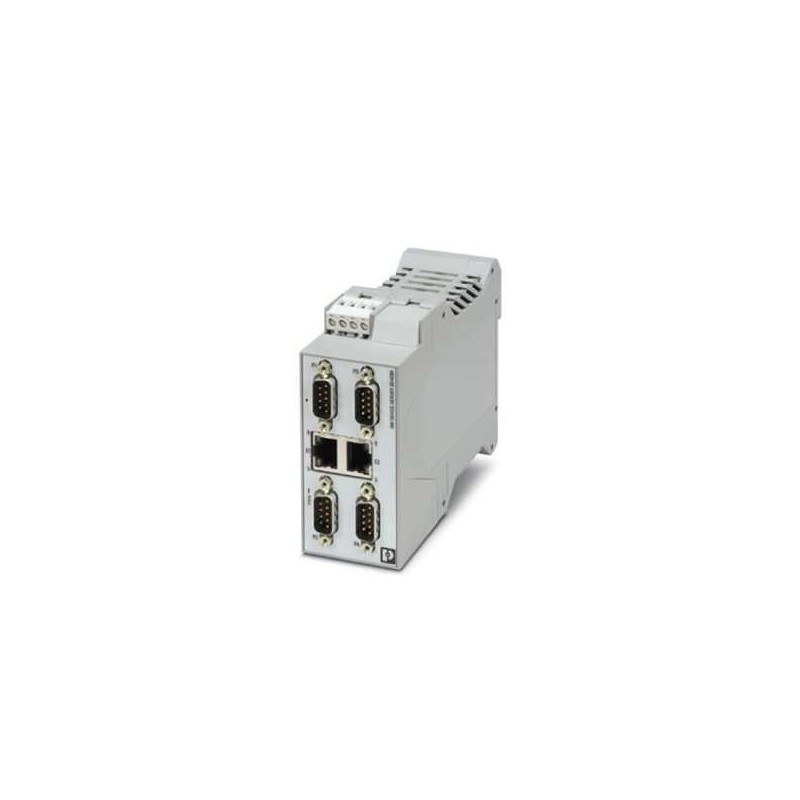 1020882 Phoenix Contact - Interface converters - GW PN/ASCII 2E/4DB9 The GW PN/ASCII... converts RAW or ASCII serial strings into PROFINET. Includes two RJ45 ports and four D-SUB 9 ports.