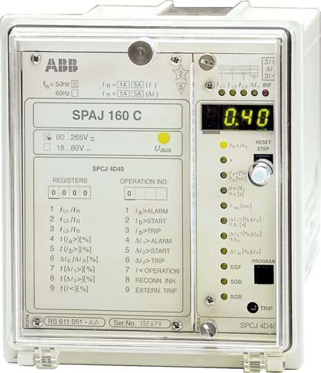 SPAJ 160 C-AA ABB CAPACITOR BANK OVERLOAD & UNBALANCE PROTECTION RELAY