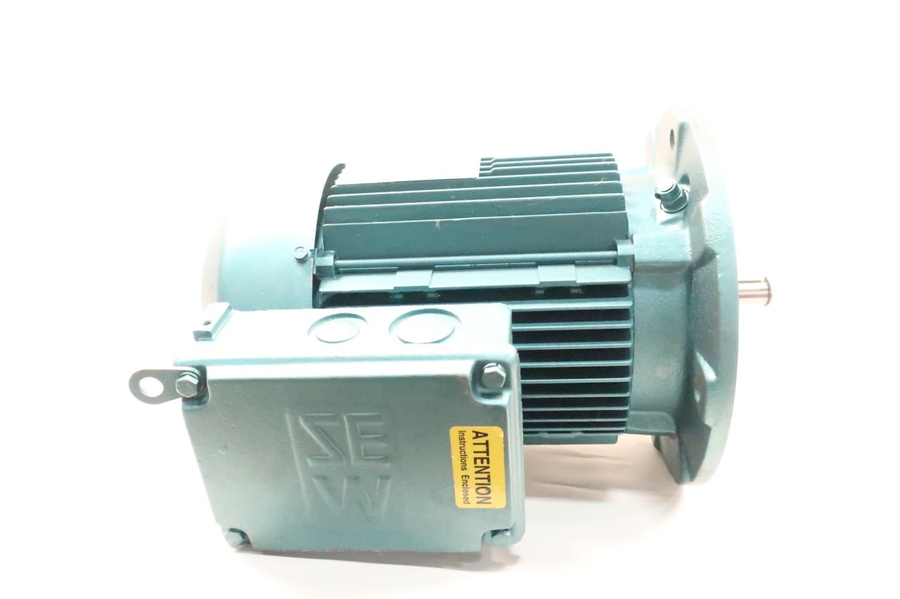 DFT100L4-KS SEW Eurodrive MOTOR, S1, IE3 CLASS, NEMA A, 3.7 KW, 5 HP, 4758 RPM, 14.30 / 7.20 AMP, 230/460 VAC, 60 HZ, TOP COAT RAL5001 GREEN BLUE