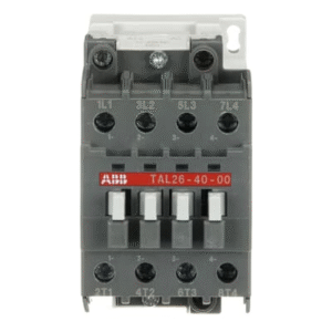 1SBL243261R5100 ABB - TAL26-40-00 17-32V DC Contactor mainly used for controlling non-inductive or slightly inductive loads (i.e. resistance furnaces...) and generally for controlling power circuits up to 690 V AC and 440 V DC. The contactors can also be used for many other applications such lighting... The TAL... series 4-pole contactors are of the block type design. - Main poles and auxiliary contact blocks: 4 N.O. main poles, front and side-mounted add-on auxiliary contact blocks - Control circuit: DC operated with solid core magnet circuit. The polarity on the coil terminals (A1+ and A2-) must be respected - Accessories: a wide range of accessories is available. TAL... contactors are fitted with low consumption DC coils and offer a large coil voltage rang