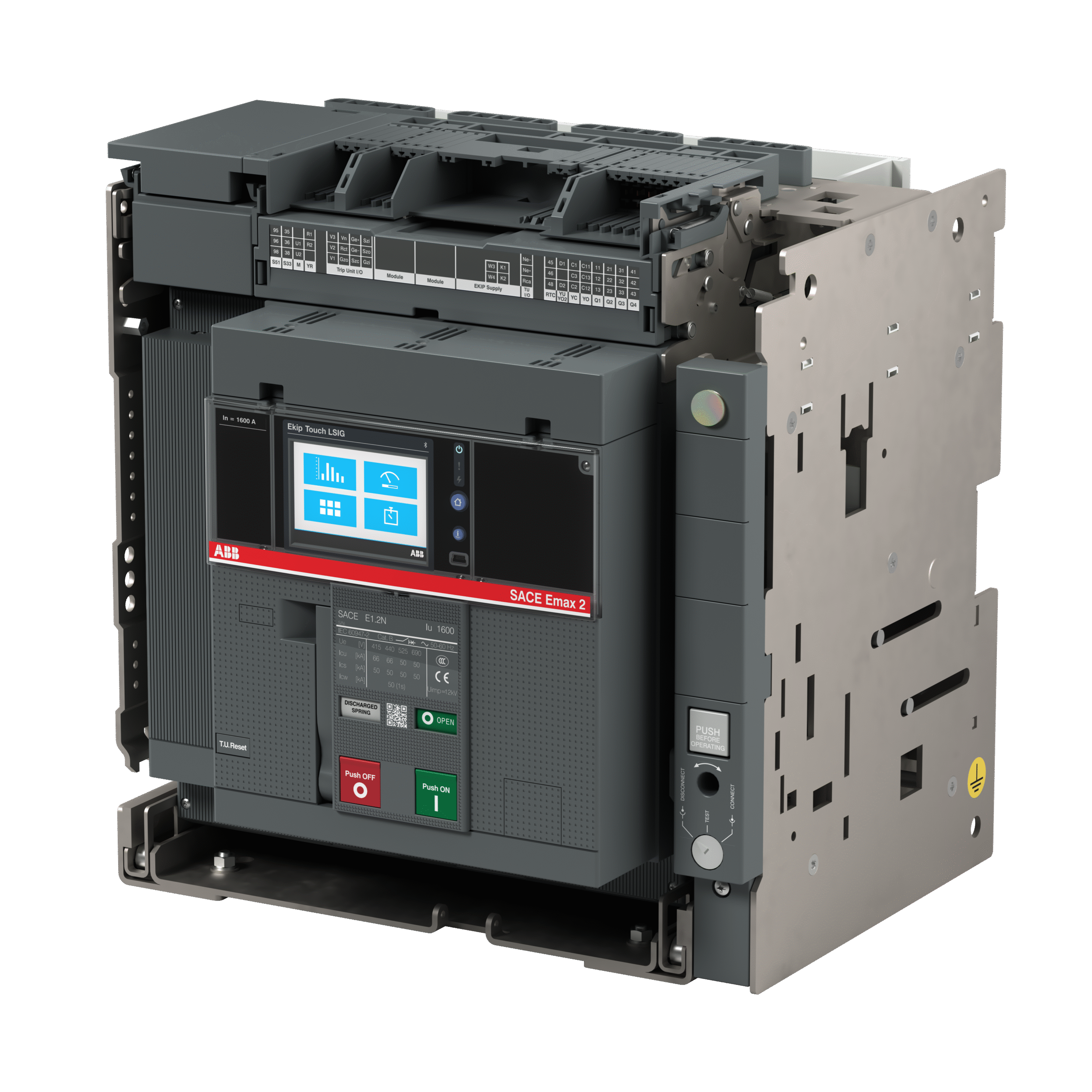 1SDA072738R1 ABB - E1.2C 800 Ekip Hi-Touch LSI 4p WMP MOVING PART FOR CIRCUIT BREAKER SACE EMAX2 E1.2C 800 FOUR-POLE WITH SOLID-STATE RELEASE IN AC EKIP/HI-TOUCH-LSI R 800 FITTED WITH: 4 AUXILIARY CONTACT AND C.BREAKER IN POSITION OPEN-CLOSED