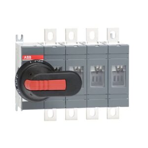 1SCA022710R0520 ABB - OT250E04P OT250E04P SWITCH-DISCONNECTOR. 4-pole, front operated, base mounted switch-diconnector with black IP65 handle and shaft, terminal bolt kit included