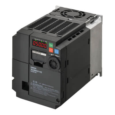 3G3MX2-A4004-EV2 Omron MX2-EV2 inverter drive, 0.4/0.75 kW (ND/LD), 1.8/2.1 A (ND/LD), 400 VAC, 3~ input, sensorless vector, max. output freq. 590Hz