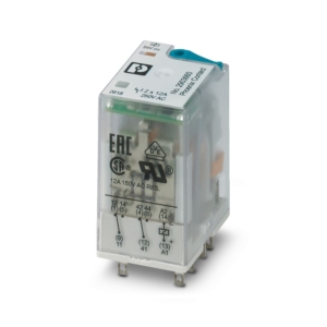 2903660 Phoenix Contact - REL-IR2/LDP- 24DC/2X21 Plug-in industrial relay with power contacts, 2 PDTs, test key, status LED, freewheeling diode, mechanical switch position indicator, polarity: A1+, A2-, input voltage: 24 V DC