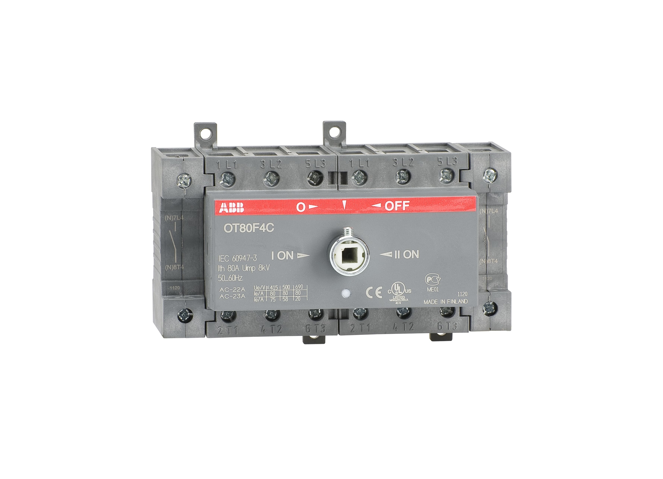 1SCA105418R1001 ABB - OT80F4C 80A Manual Change-Over Switch, Handle and shaft need to be ordered separately, Open transition
