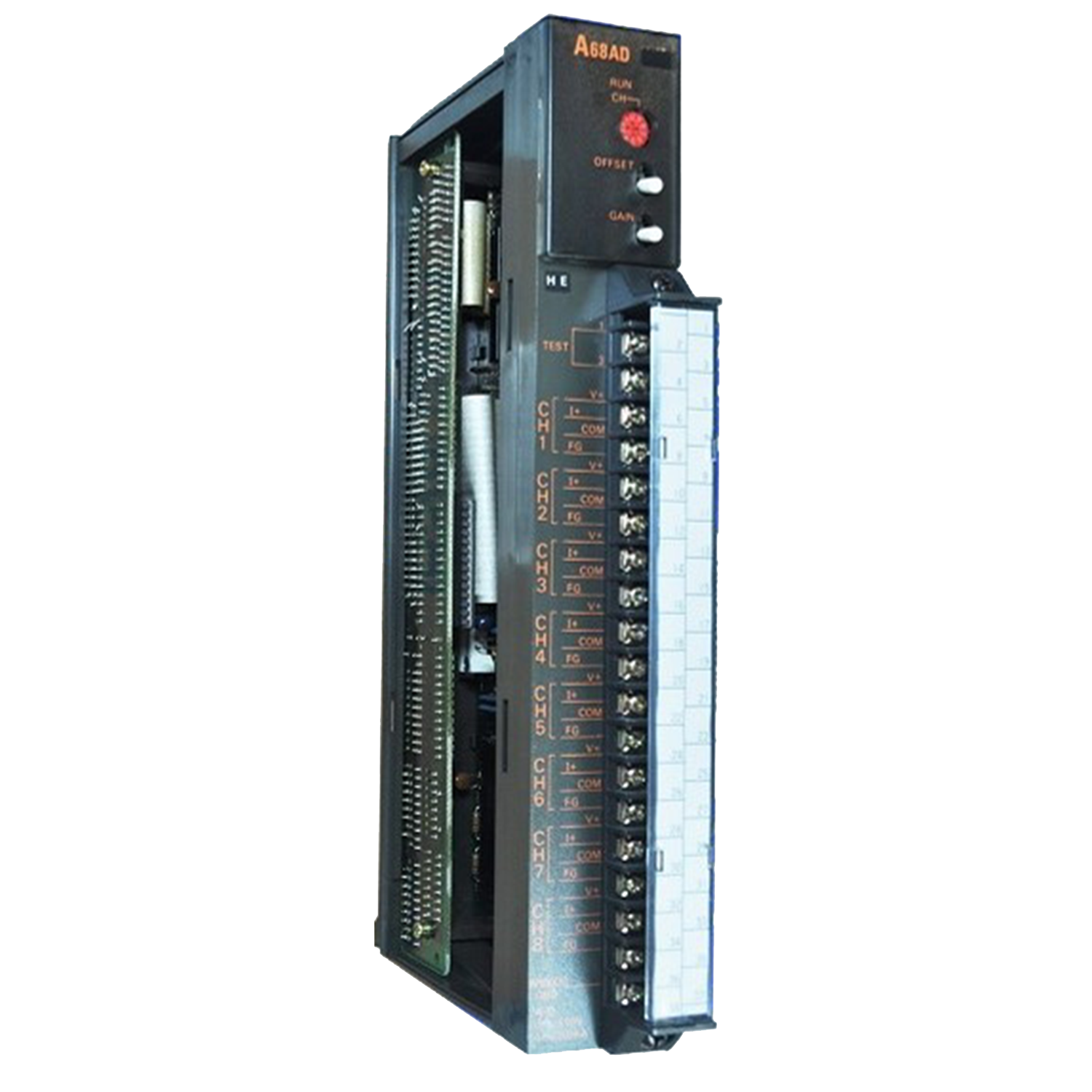 A68AD Mitsubishi CONVERSION MODULE, MELSEC-A SERIES, ANALOG TO DIGITAL, 16 BIT SIGNED RESOLUTION, 8 CHANNEL, 38 POINT TERMINAL BLOCK