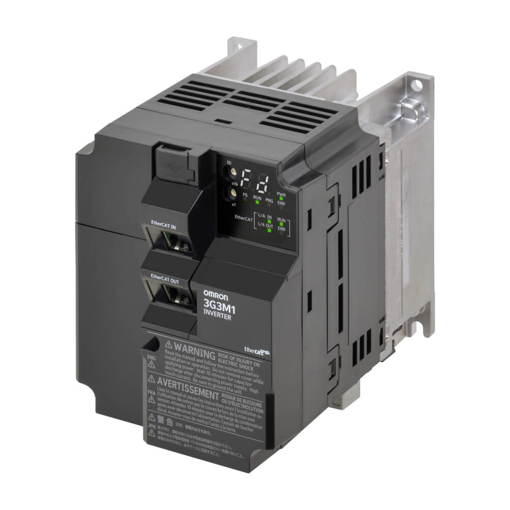 3G3M1-AB015-ECT Omron M1 FREQUENCY CONVERTER,1.5/2.2 KW (HD/ND),8.0/9.6 A (HD/ND),200 V AC,1~ INPUT,SENSORLESS CARRIER,MAX. OUTPUT FREQUENCY 590 HZ,ETHERCAT VERSION