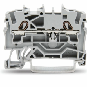 2002-1201 Wago TERMINAL BLOCK, 2-CONDUCTOR, 2.5 MM,24 AMP, 800 V, 22 AWG, 4 MM CONDUCTOR AREA, 1 LEVEL, PUSH IN CAGE CLAMP, GRAY, DIN RAIL MOUNT