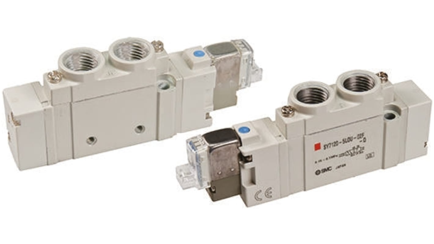 SY7320-5YO-02F-Q SMC SMC Pneumatic Solenoid Valves, G 1/4, 5/3 Function, Pilot/Pilot Actuation, 24V DC