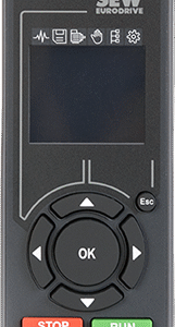 CBG11A SEW Eurodrive Keypad For Inverters, 1.5" monochrome display (38 mm),Startup of asynchronous motors:,with or without brake with or without motor temperature evaluation, without encoder, Diagnostics Saving and copying a parameter set,Firmware update of the inverter via USB connection, Connection to MOVISUITE   engineering software via keypad, Selection of brakes, temperature sensors, Determination of load moment of inertia, Access to all parameters, Language: EN