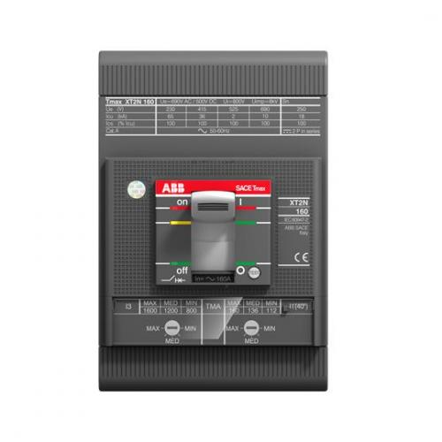 1SDA067015R0001 ABB - XT2XT2N 160 TMA 50-500 3p F F Tmax XT XT2N compact circuit breaker with thermomagnetic protection and rated current of 50A in 3-pole version. The breaking ability (N) gives the ICU 36kA@415V/10kA@690V. The protection is thermally adjustable in the range 0.7-1xIn and short-circuited in the range 6-10xIn. The switch is supplied for fixed mounting and has a front connection on the main terminals as standard.