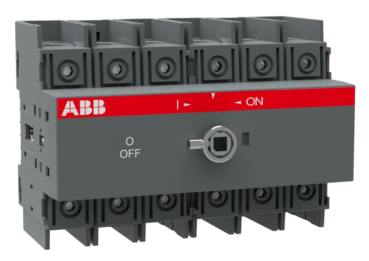 1SCA105298R1001 ABB - OT30F6 OT30F6 SWITCH-DISCONNECTOR. 6-pole, front operated, base mounted, DIN-rail mountable switch-diconnector / non-fusible diconnect switch with front protected clamp terminals, handle and shaft are not included