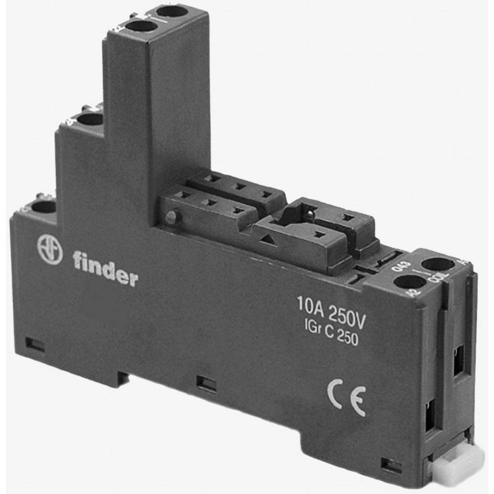 95.05.0 Finder SCREW TERMINAL, 10 AMP, 250-300V, BOX CLAMP, DIN-RAIL MOUNTING, SOCKET FOR 40/44 SERIES RELAY, 5MM PINNING (BLACK)