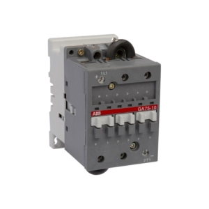 1SBL411025R8000 ABB - GA75-10-00 220-230V 50Hz / 230-240V 60Hz GA75 contactors are designed for DC circuit switching. Arc suppression is more difficult in DC than in AC. To choose a contactor, it is necessary to know the current and voltage to be broken as well as the L/R time constant of the power circuit to be controlled. GA75 contactors are of the block type design. - Main poles: the contactors are fitted with arc chutes with permanent magnets specially designed for DC breaking. The three contactor paths are arranged in series via two supplied and fitted insulated connections (25 mm²). The GA75 are "single-pole" devices for which the connection polarities indicated next to the connection terminals must be respected. Furthermore, they are marked 1L1 for the positive terminal and 2T1 for the negative terminal.