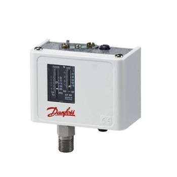 060-112066 Danfoss Pressure switch, KP2, Regulation range [bar] Pe: -0.20 - 5.00, Differential [bar]: 0.40 - 1.50, Contact function: SPDT, Reset function: Auto, Pressure connection type: Flare, Pressure connection size: 1/4, Pressure Male/Female: Male, Enclosure rating IP: IP44, Max. Working Pressure [bar]: 17.0